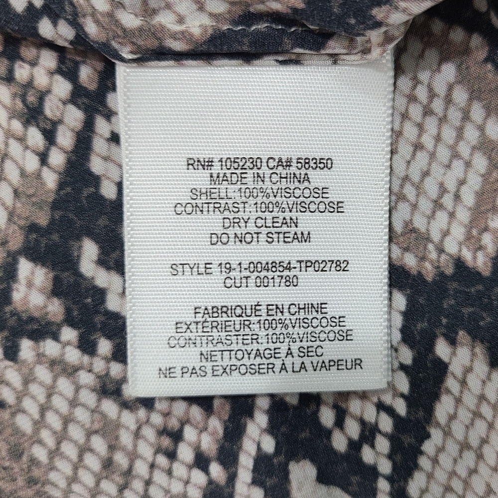 Joie Talin Brown & Cream Snakeskin Print Chiffon Blouse Sz M - Picture 9 of 16